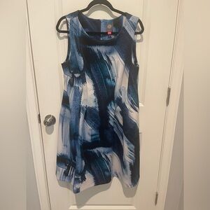 Vince Camuto Navy and White Brushstroke Dress